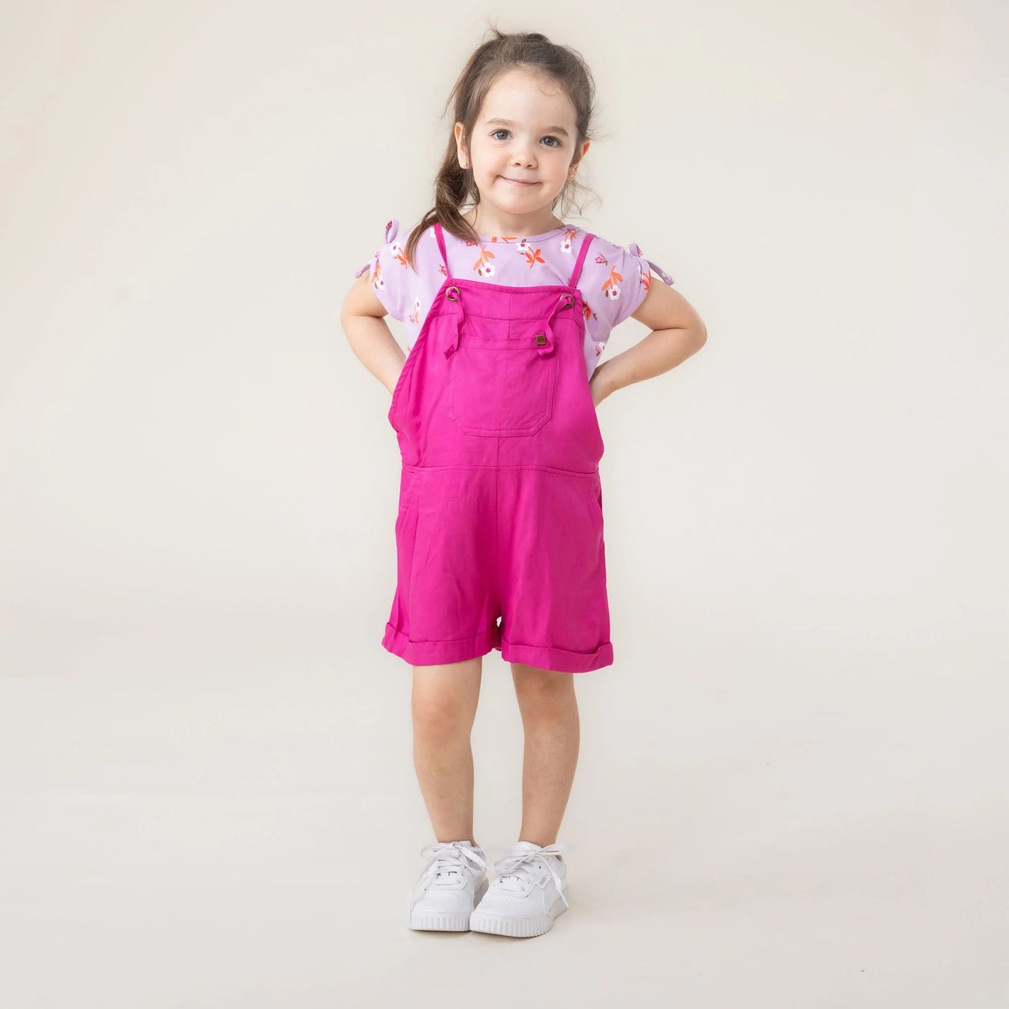 Fushia  Lightweight Overalls Short Romper for Girls-Nano