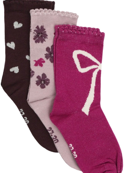 3 Pk Floral Socks -Minymo