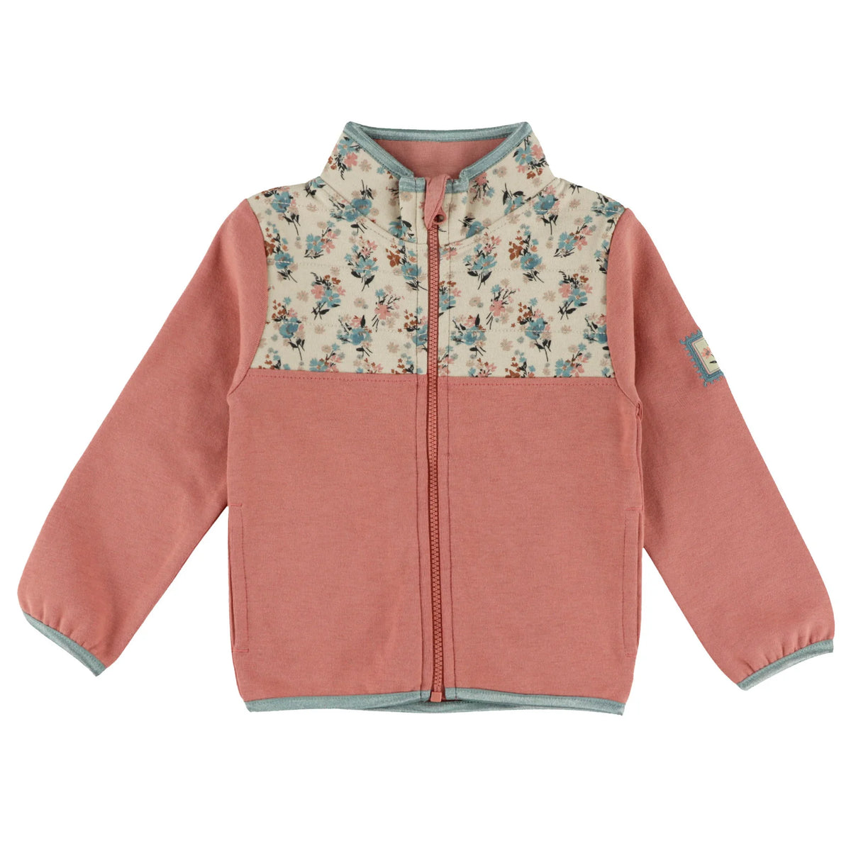 Zip Blush and Floral Baby Sweater -Nano