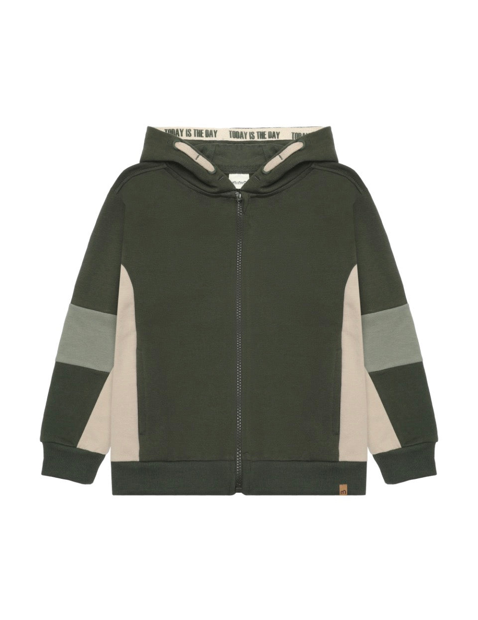 Green Hooded Sweatshirt with Zipper - Minymo