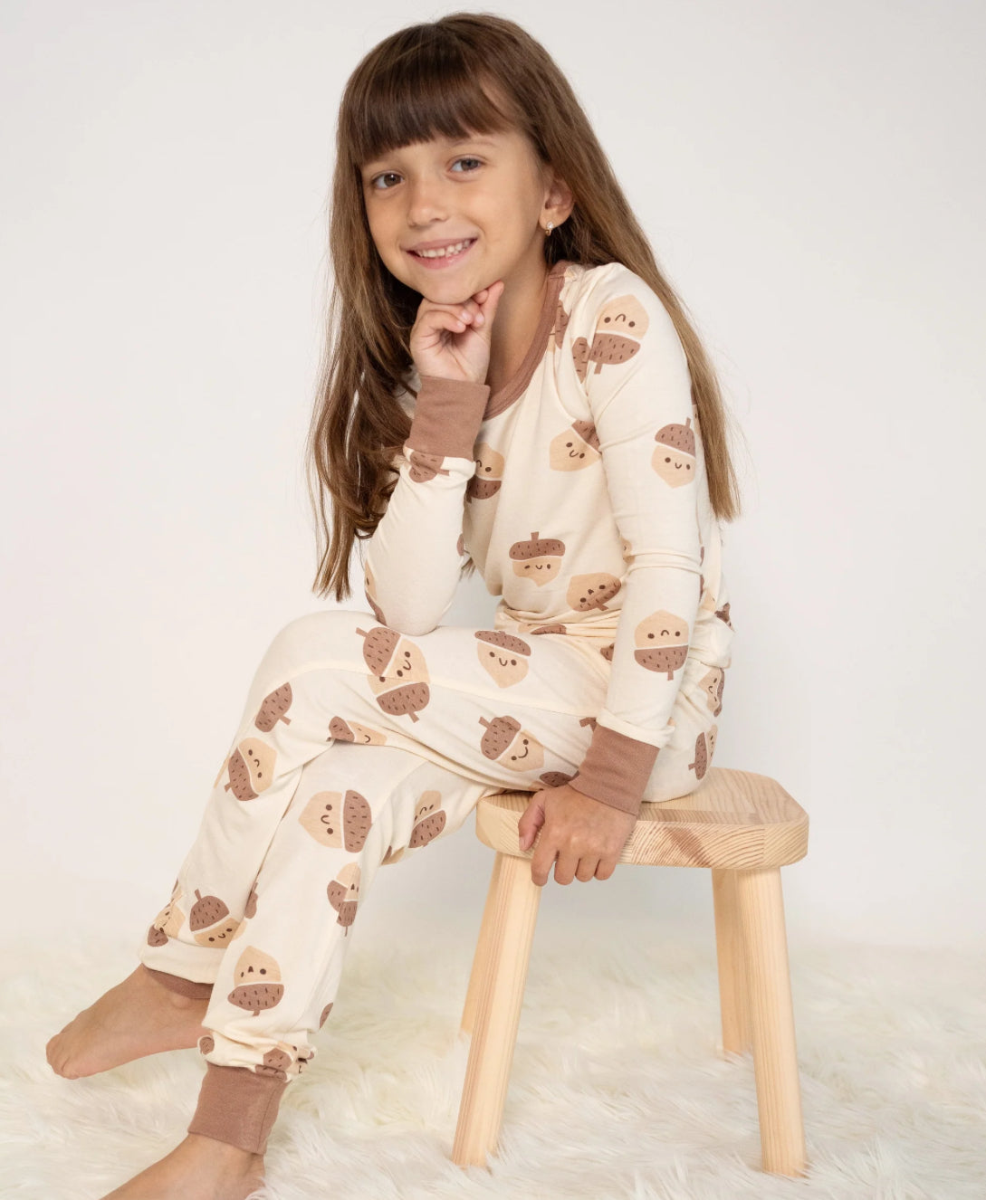 Acorn Pals Print Bamboo Long Sleeve Pajamas-Silkberry