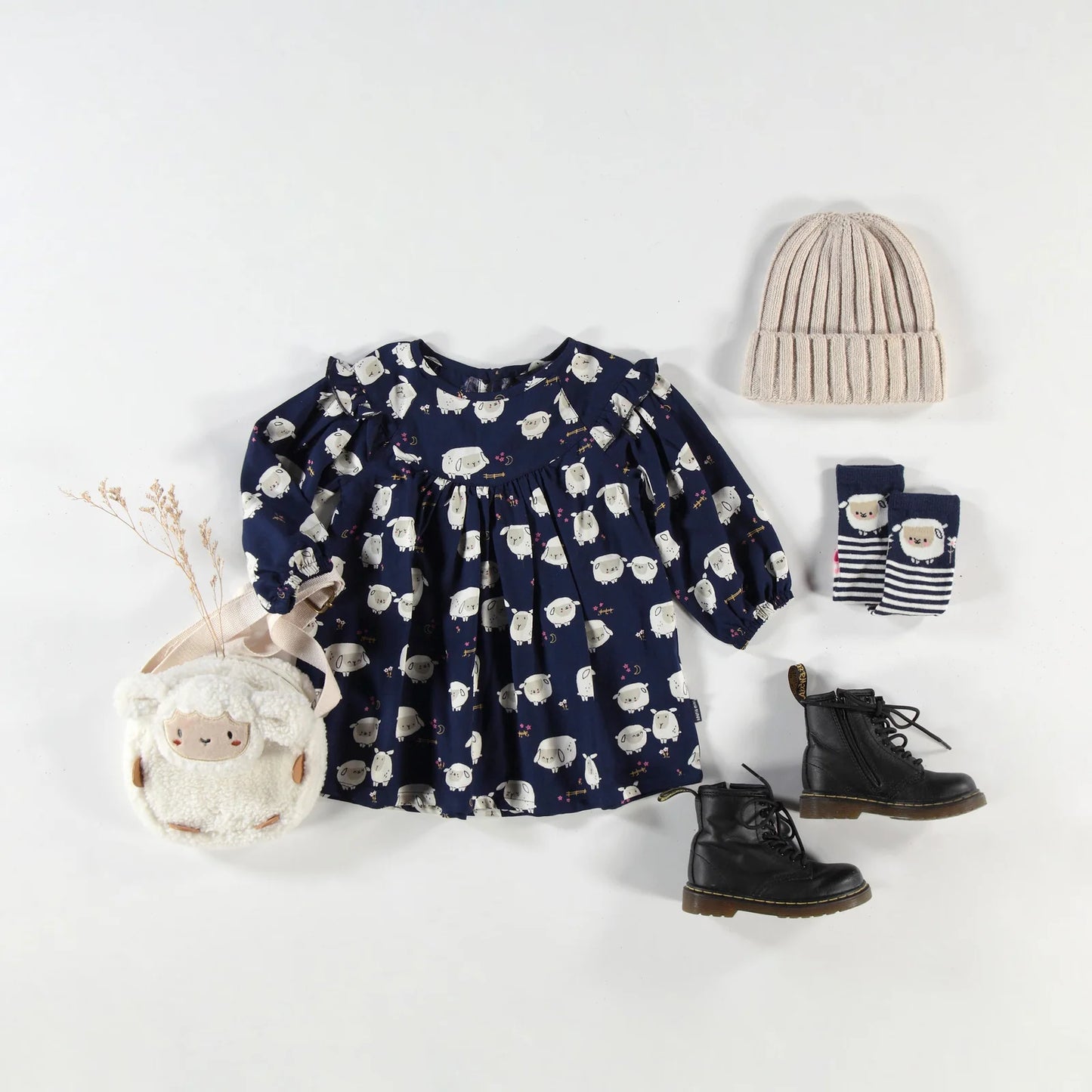 Navy Sheep Dress-Souris Mini