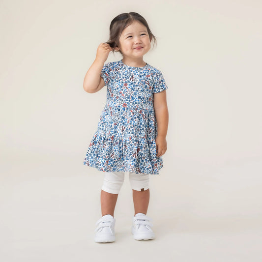 Navy Floral Dress and Tights Set - Nano