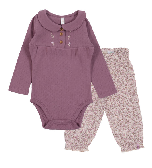 Mauve and Floral Pant Set Baby -Nano