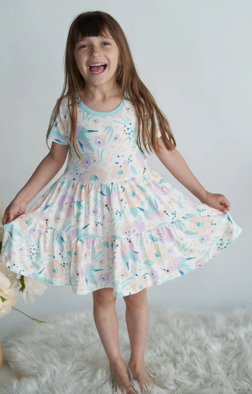 Bamboo dress, bird dress, girls dress, 