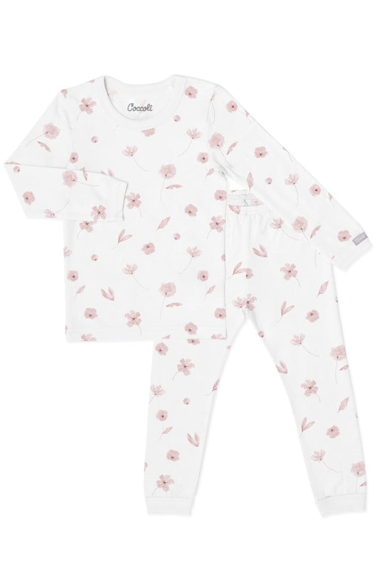 Soft Pink Floral  Long Sleeve PJ Set-Coccoli