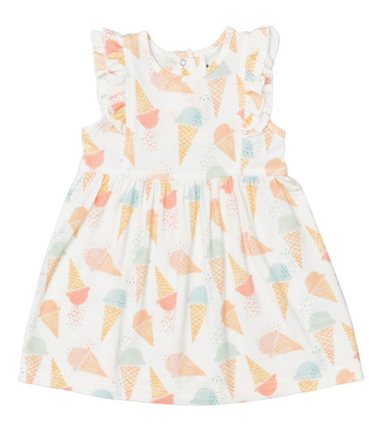 Ice Cream Cone Tencel Ruffle Sleeveless Romper Dress-Coccoli
