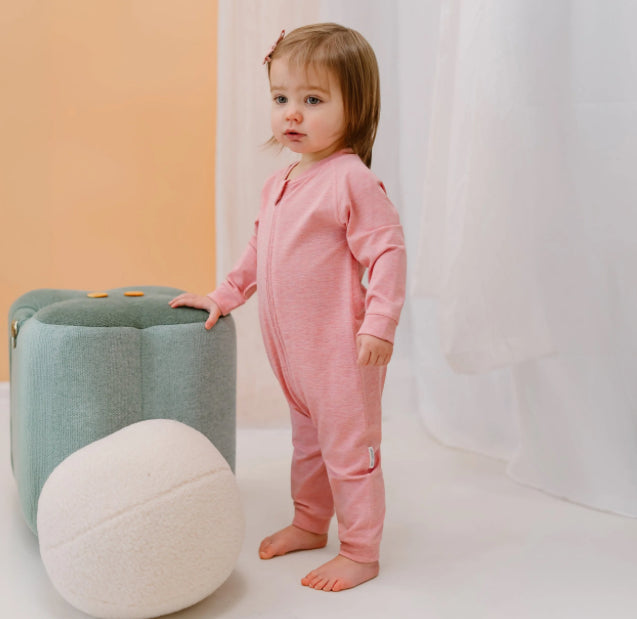 Pink Sunset Bamboo Long Sleeve Footless Sleeper Snug Fit-Nest