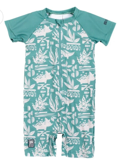 Green Leaves and Dino’s Rash Guard Swim Suits-Nano