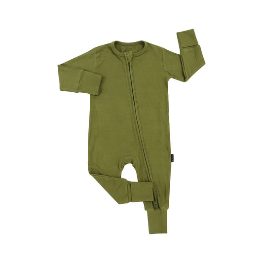 Olive Green Ribbed Footless Sleeper With Fold Over Feet-Belan.J (Copy)