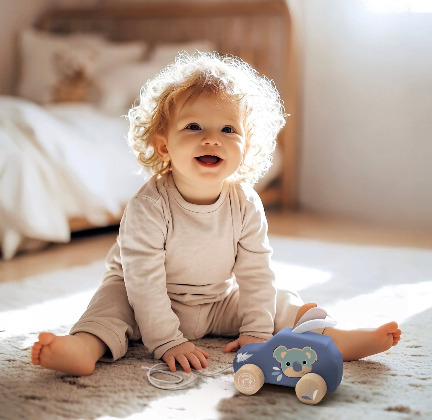 Speedy Monkey Puppy Pull Along Car or Pull Helicopter with Removable Driver