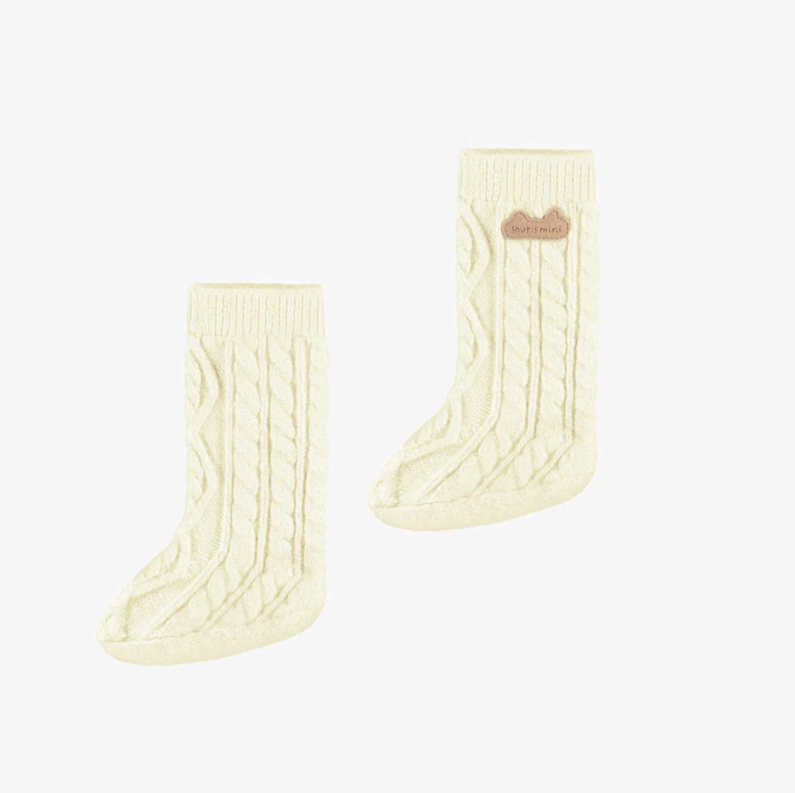 Cream Knitted Slippers-Souris Mini