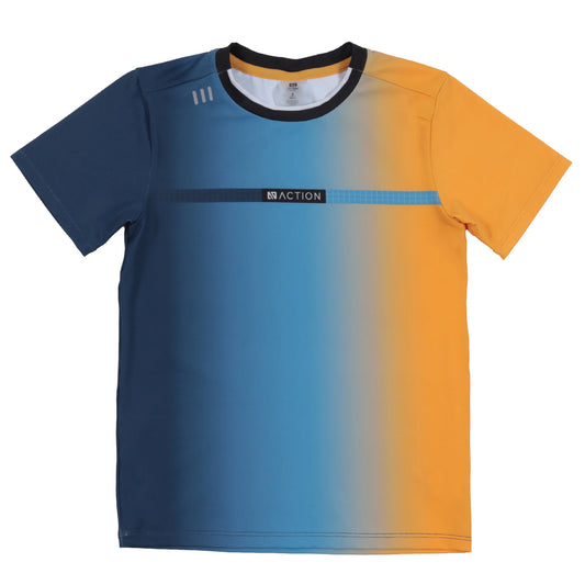 Blue and Yellow Short Sleeved Athletic T-Shirt -Nano