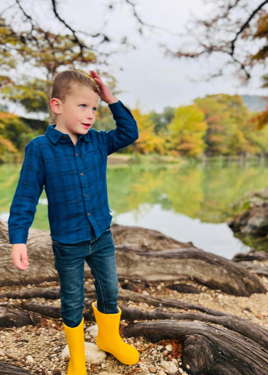 Blue Atwood Woven Plaid Shirt-Me And Henry