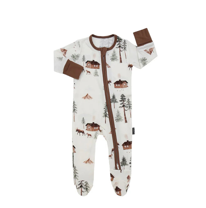 Moose Cabin Footed Zipper Sleeper-Belan J