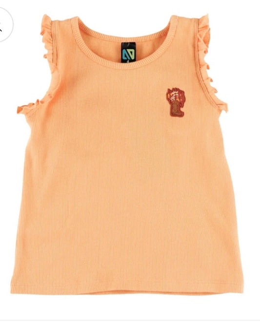 Peach Ribbed Tank with Applique -Nano