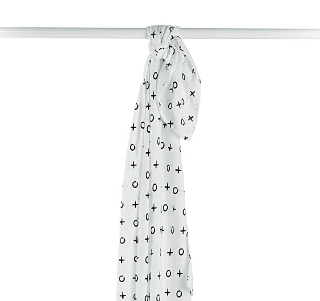 Modern Black Hugs And Kisses Bamboo Muslin Swaddle 47X47-Lulujo