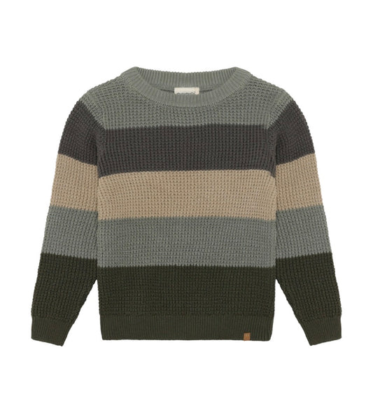 Green Striped Cotton Sweater -Minymo