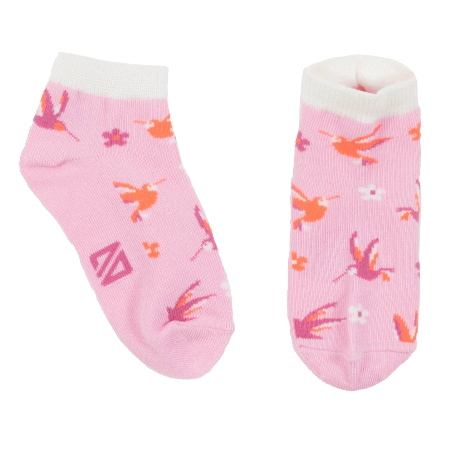 Pink Floral Bird Short Socks - Nano