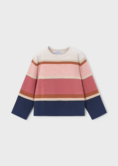 Navy and Pink Stripes Girls Sweater - Mayoral
