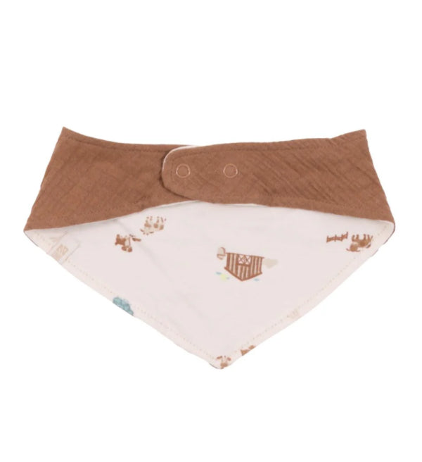 Brown And Tan Farm Reversible Bib With Tractor-Nano