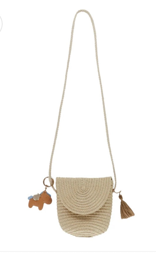 Straw Girls Beige Shoulder Bag-Nano