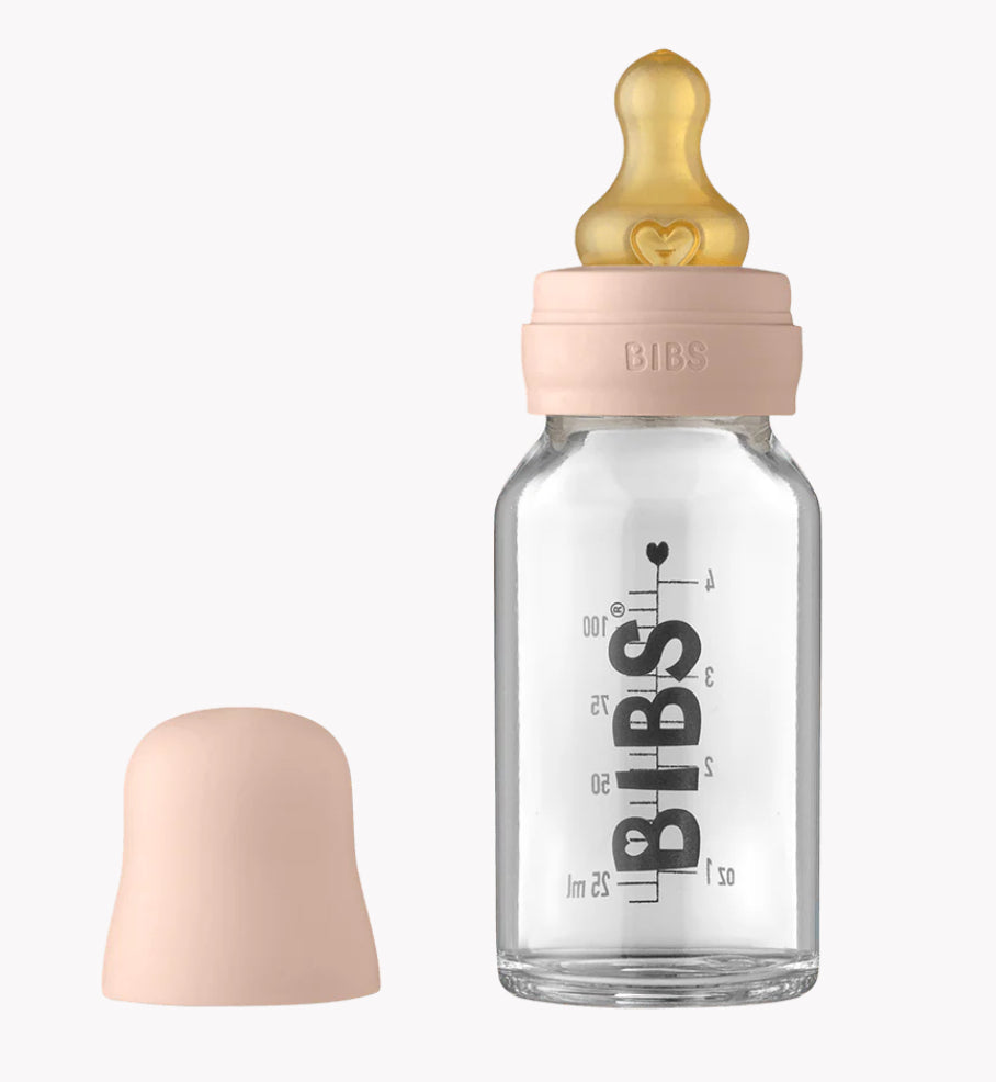 110 ml Baby Glass Bottle Complete Set(Round Natural Rubber)-BIBS