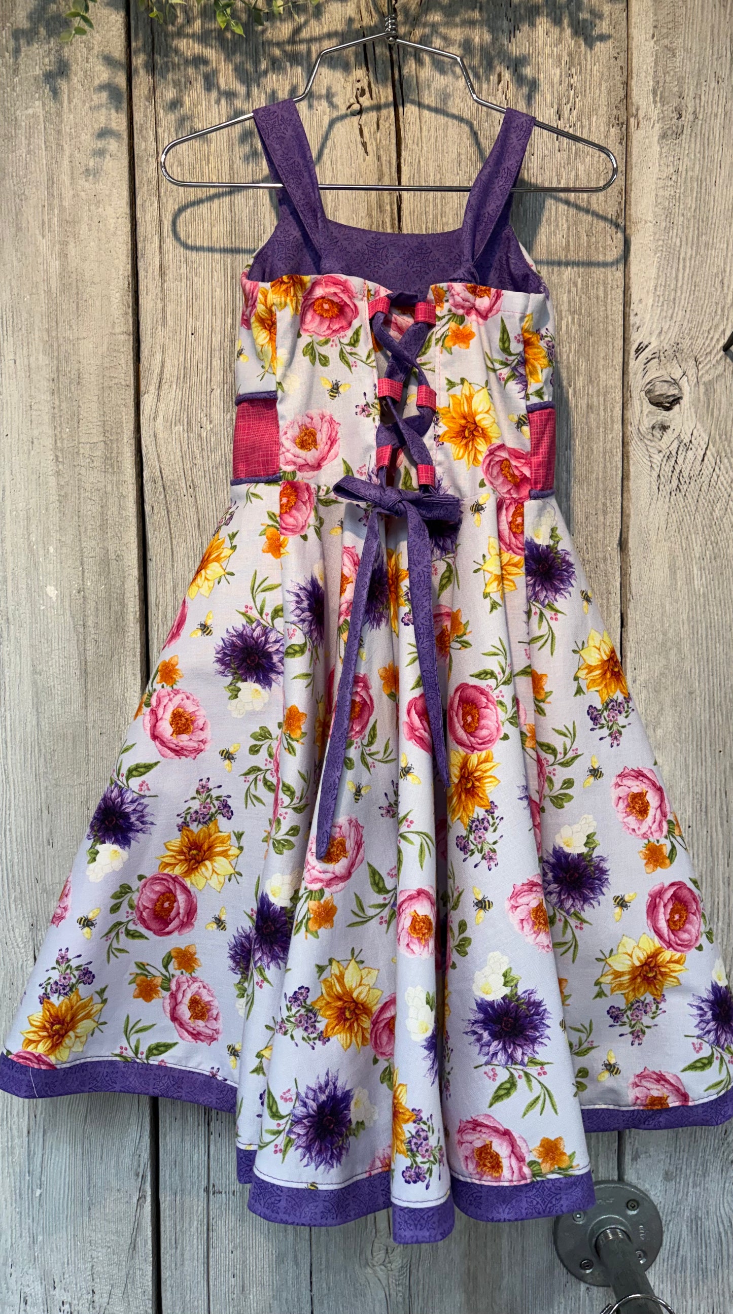 Pink and Purple Floral Lily Adjustable Swing Dress-Niffers
