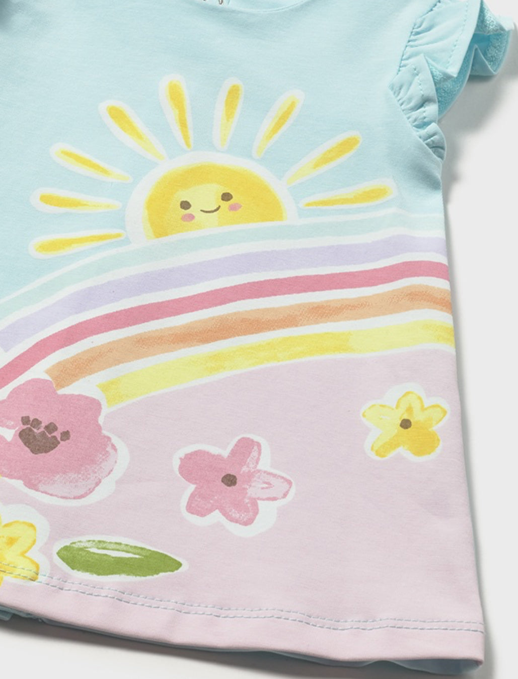 Turquoise Rainbow Sun And Flower Knit Dress-Mayoral