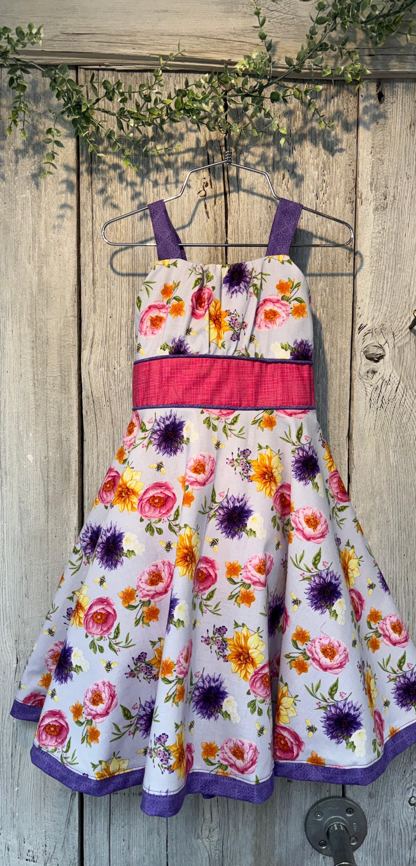 Pink and Purple Floral Lily Adjustable Swing Dress-Niffers