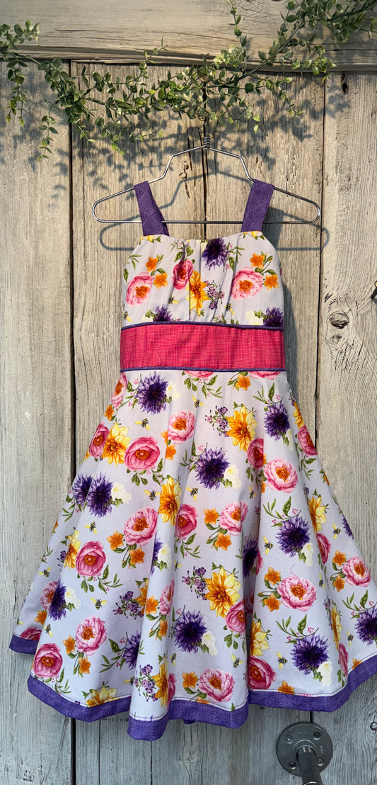 Pink and Purple Floral Lily Adjustable Swing Dress-Niffers