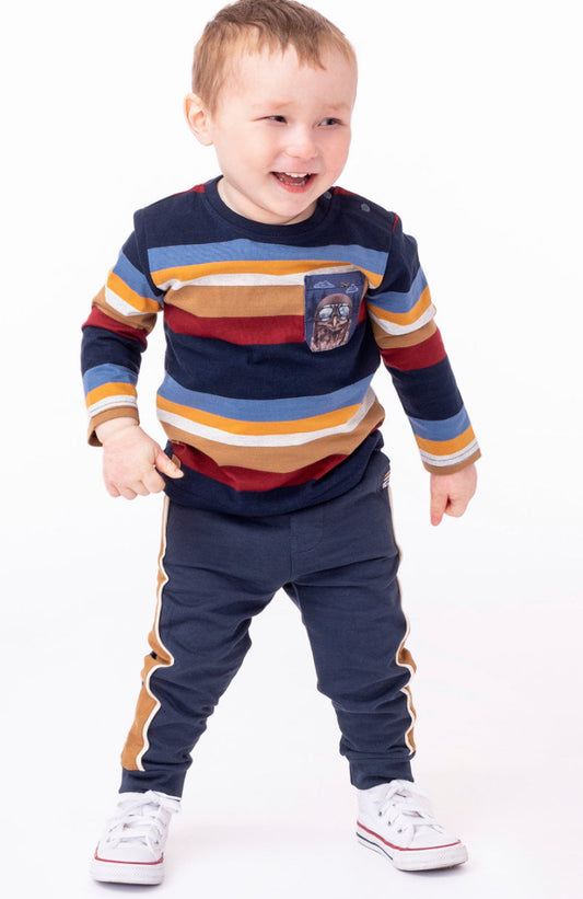 Baby Navy Stripe Long Sleeve T Shirt-Nano