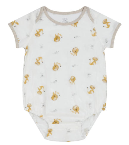 Lion And Mouse Bamboo Pima Short Sleeve Onesie-Nest Design