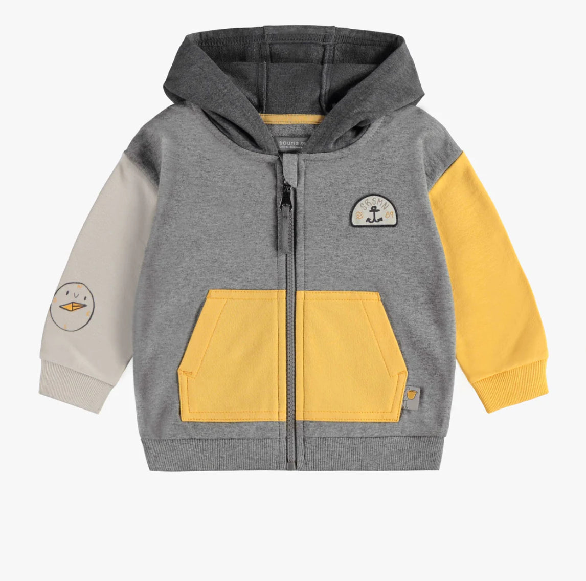 Yellow And Gray Zipped Sweater-Souris Mini