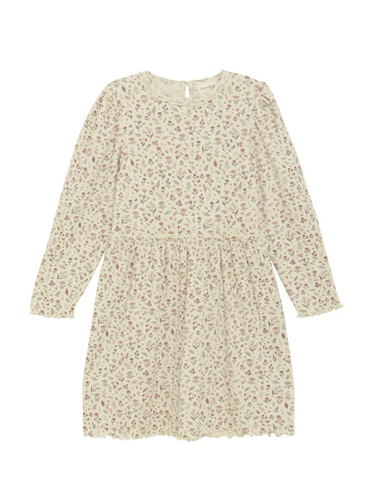 Cream Fine Print Dress-MinyMo