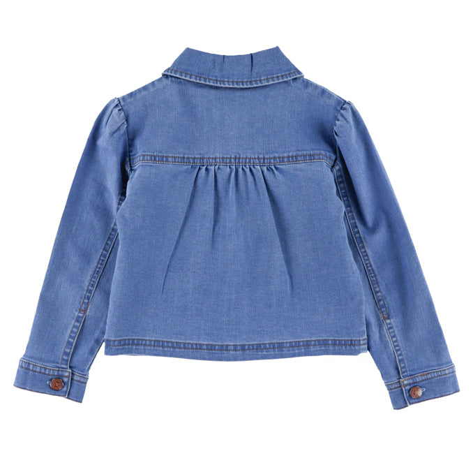 Girls Western Denim Jean Jacket With Flowers-Nano