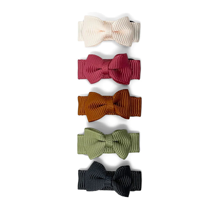 Tuxedo Bow Snap Clip 5pk-Baby Wisp