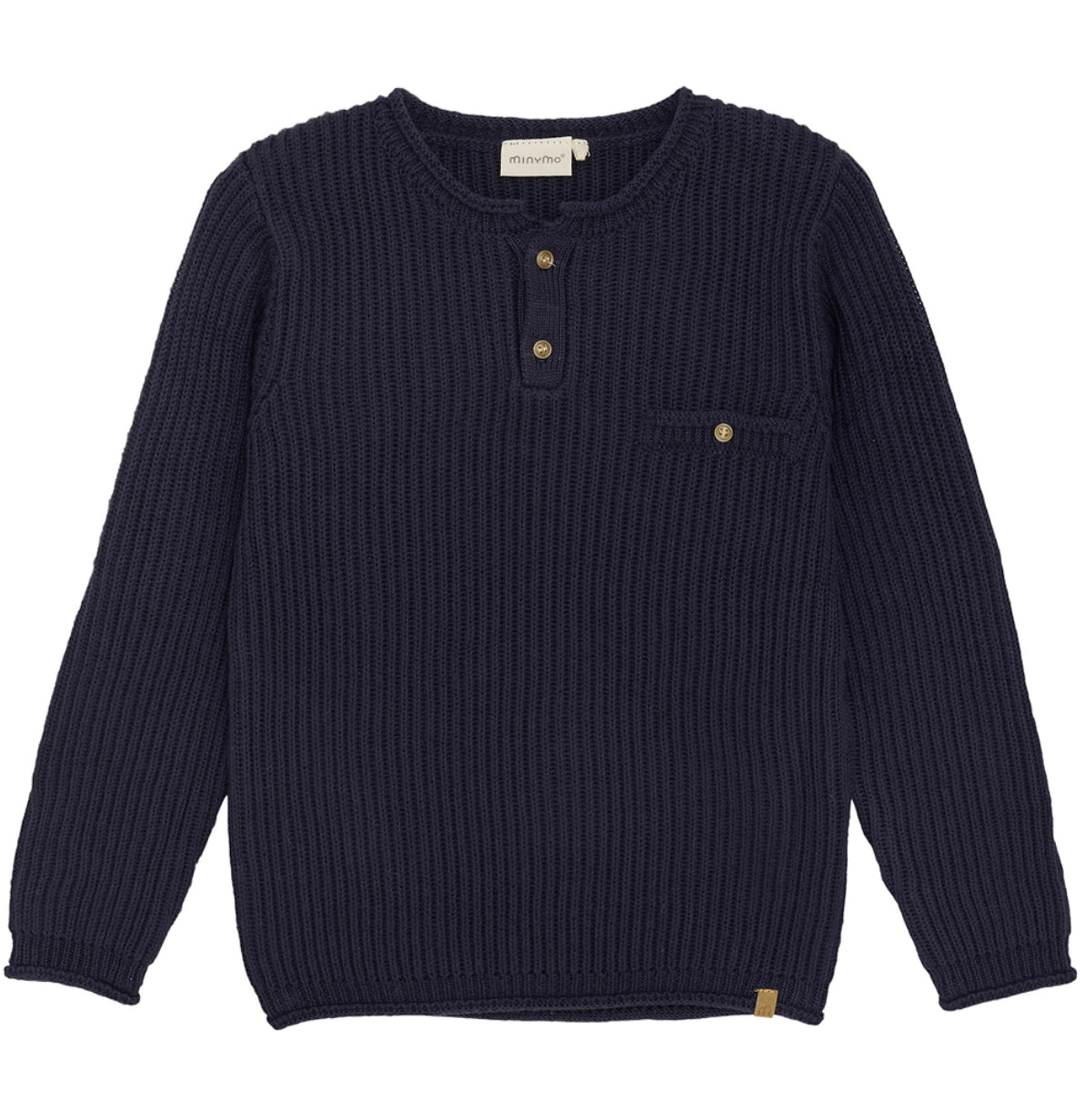 Navy Knit Sweater With Buttons-Minymo