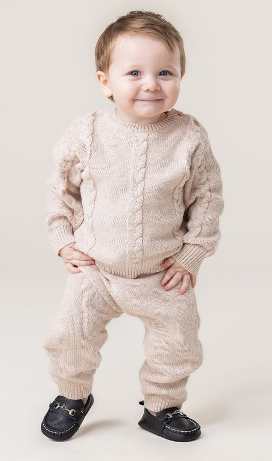Cream Cable Knit Sweater Set Neutral Baby -Nano