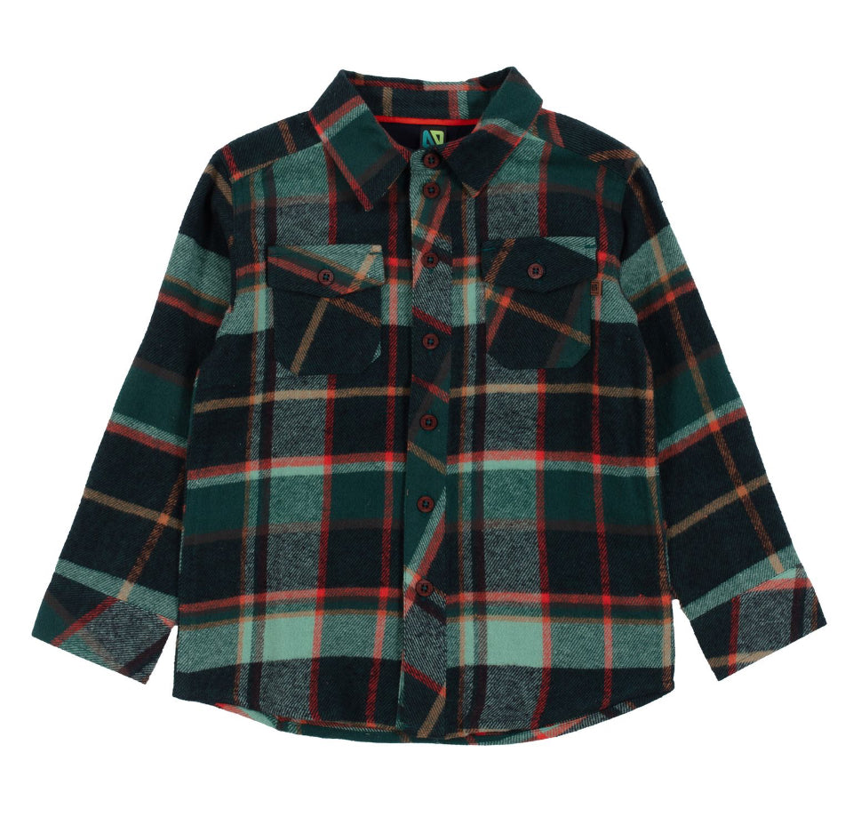 Navy and Teal Plaid Boy Shirt-Nano