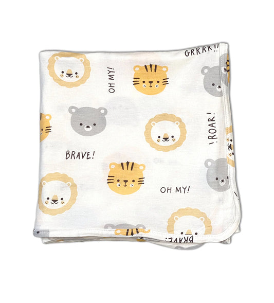 Lion Tiger & Bears Print Bamboo Swaddle Blanket-Silkberry