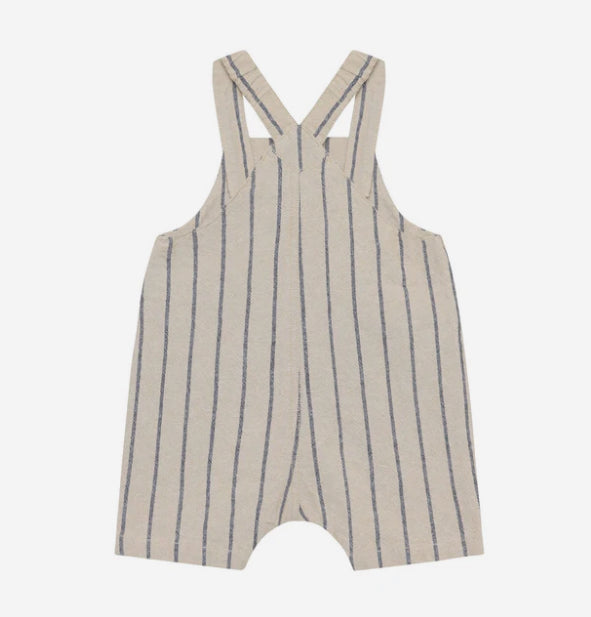 Baby Beige And Navy Striped Overalls-Minymo