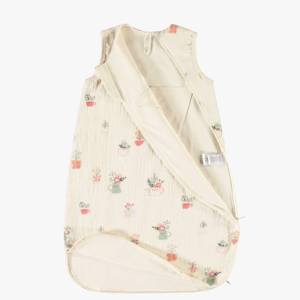 Cream Quilted Sleep Sack In Muslin-Souris Mini