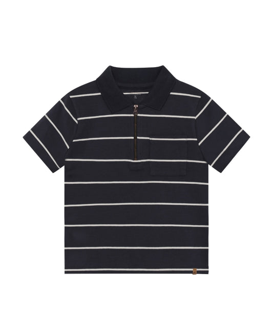 Boys Navy And White Polo Short Sleeve T-Shirt-Minymo