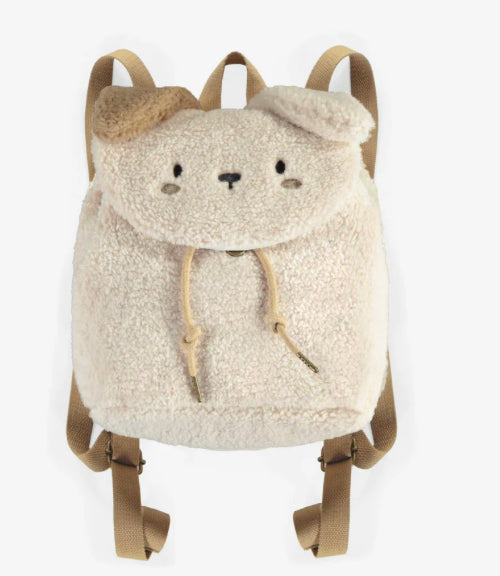 Cream Sherpa Dog Shaped Backpack-Souri Mini