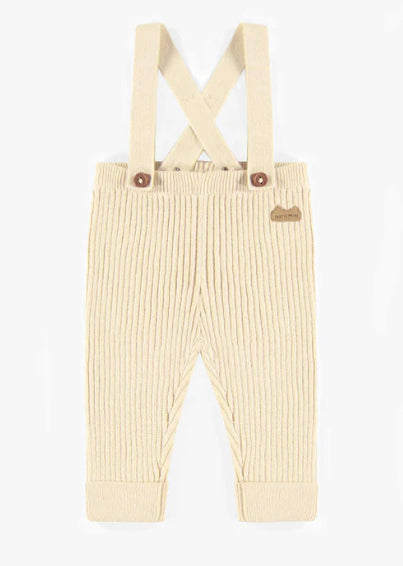 Cream Knit Pants with Straps