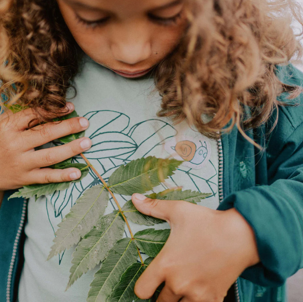 Green Leaf And Snail Short Sleeve Shirt-Souris Mini