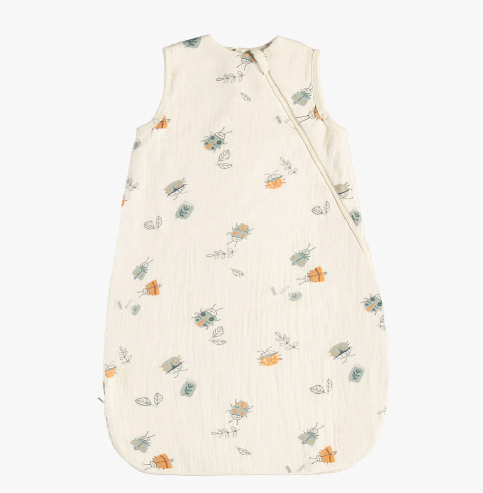 Cream Quilted Sleep Sack In Muslin-Souris Mini