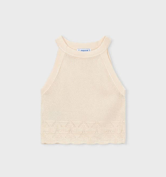 Cream Knit Sleeveless Top-Mayoral
