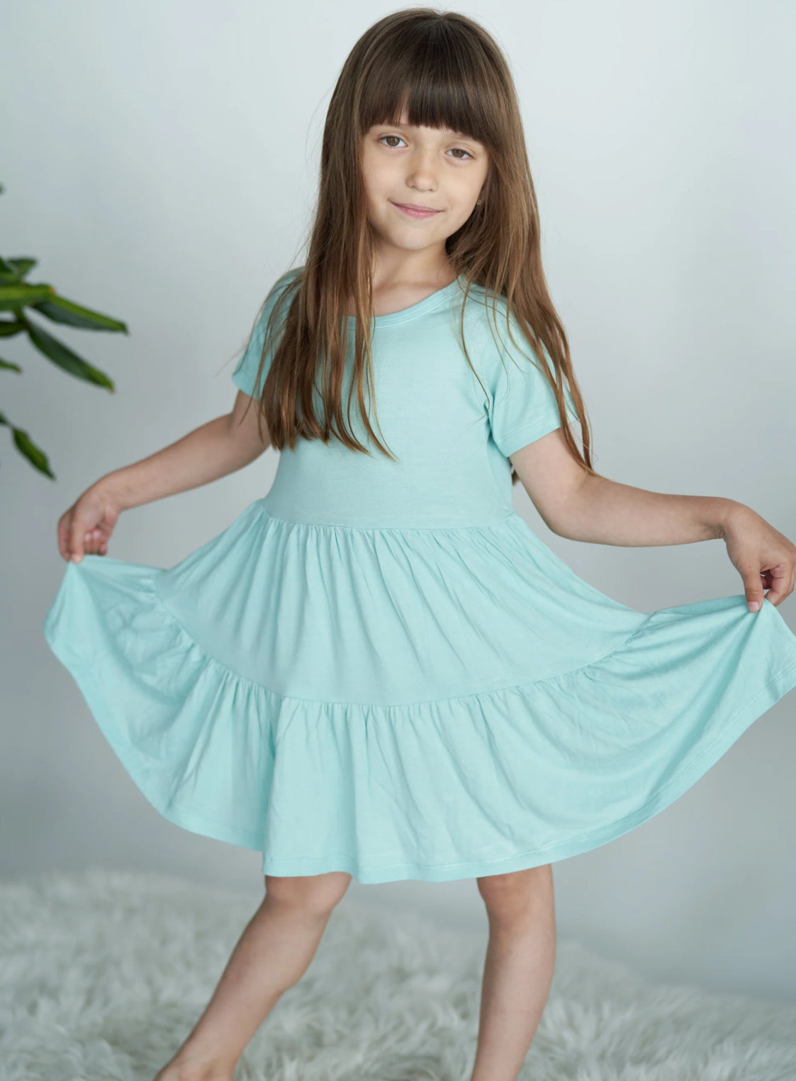 Cotton Candy Bamboo Tiered Jersey Dress with Bloomer-Silkberry